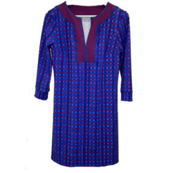 Vestido para playa y para el día azul de cuadros con protección solar UPF 50+