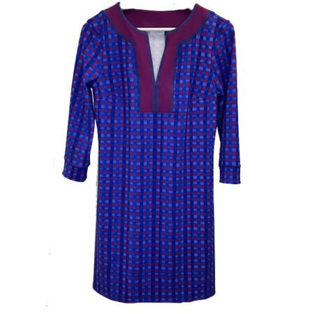 Vestido para playa y para el día azul de cuadros con protección solar UPF 50+